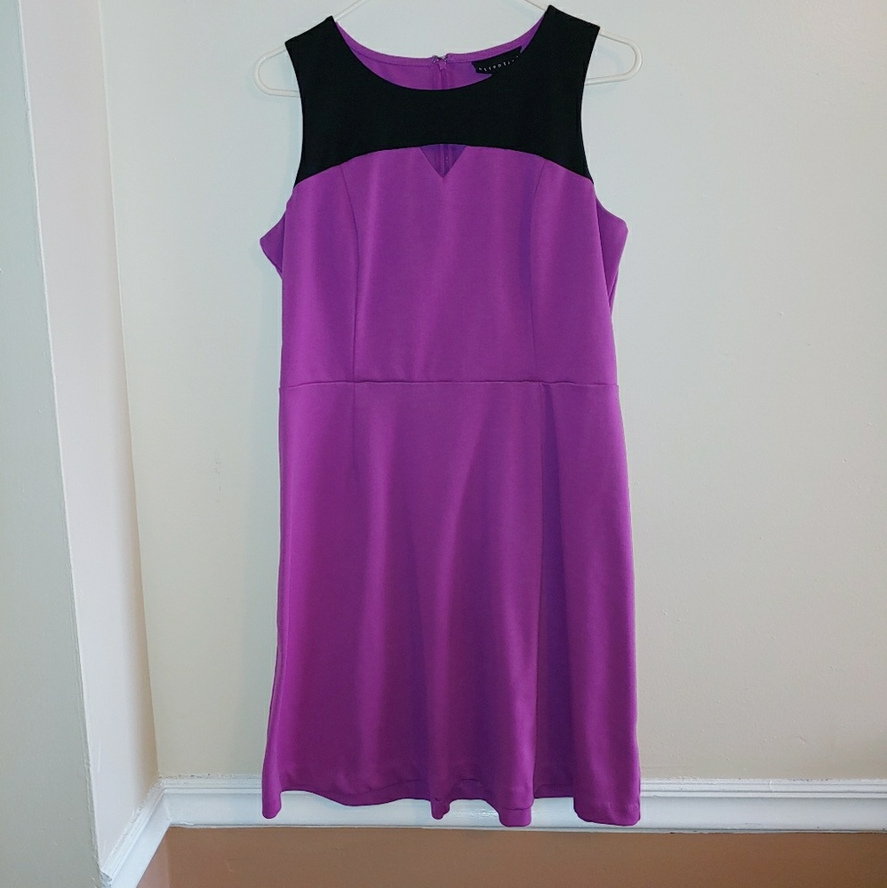Women's Large Purple and Black Shift Dress
